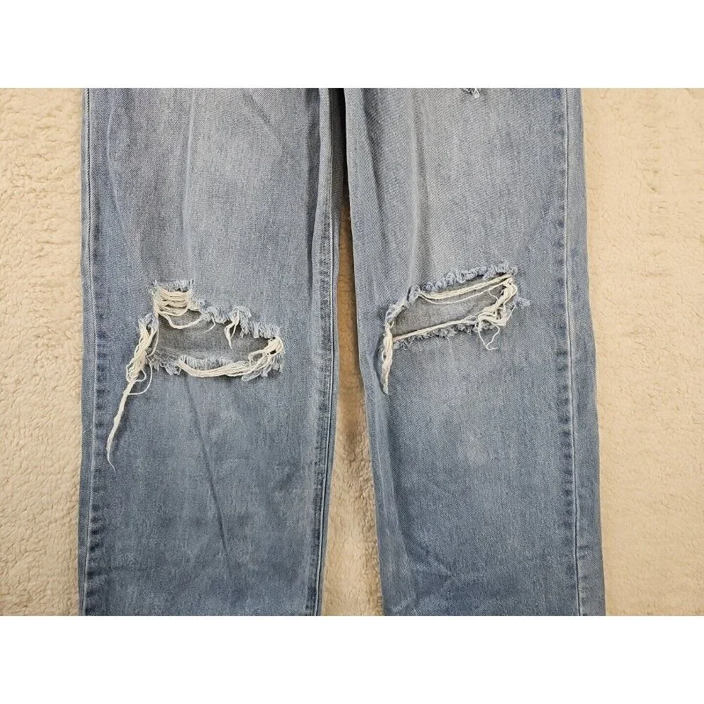 BP Be Responsible Women's Size 29 Jeans High Rise Wide Leg Denim Blue Distressed
